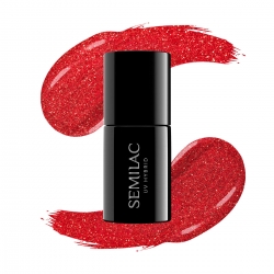 346 Lakier Hybrydowy Chic Red Glitter Semilac 7ml